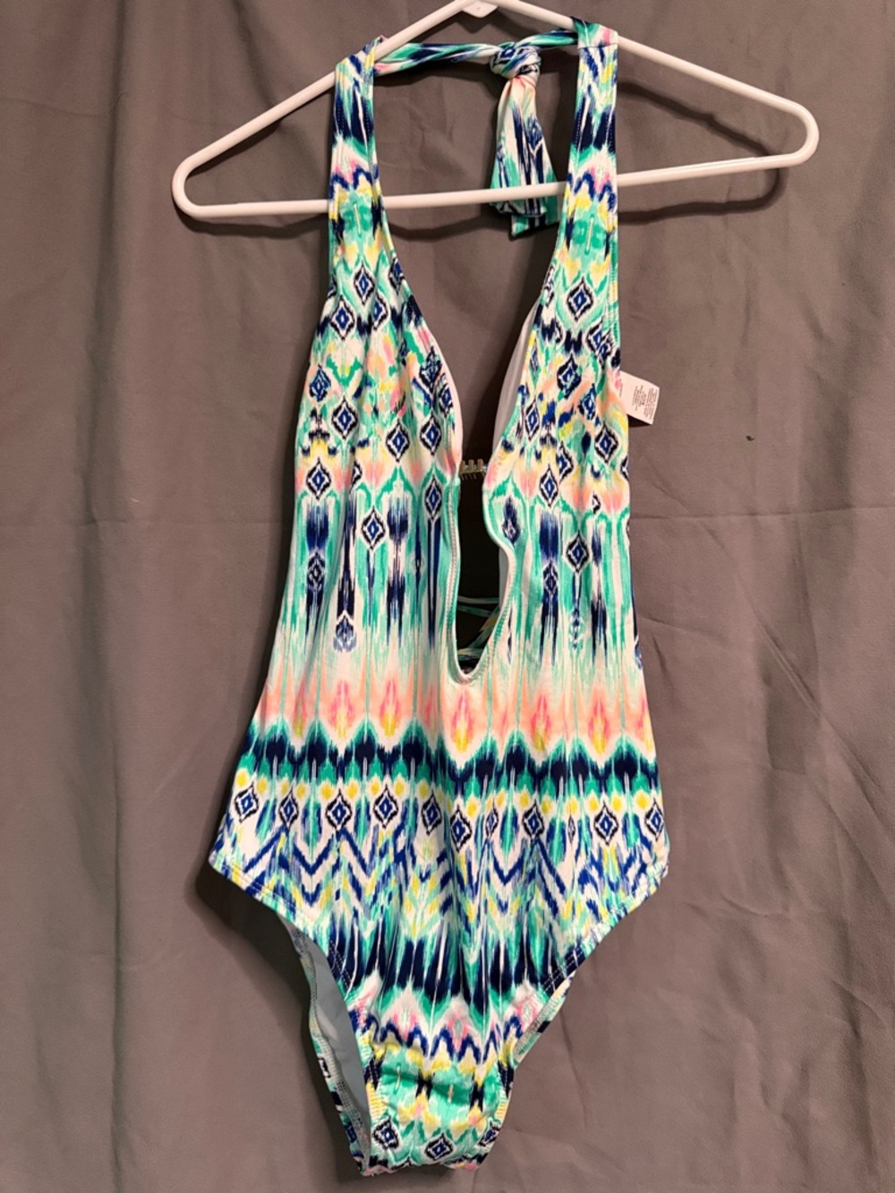 Bar 111 Women’s Vibrant Ikat One-Piece Swimsuit - Teal, Navy, Coral